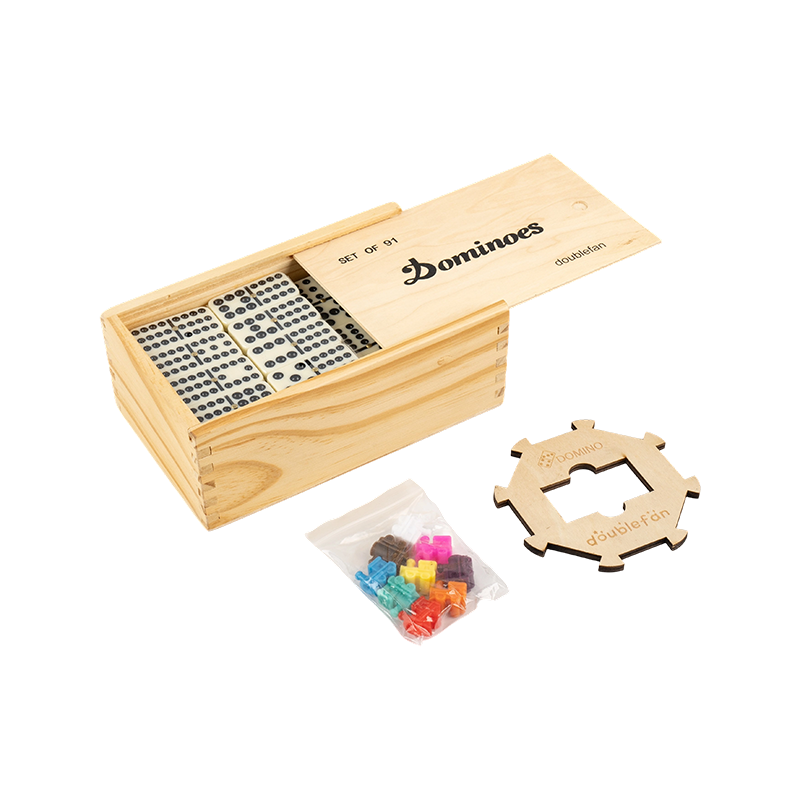 天然の木製の箱ダブル12ドミノ