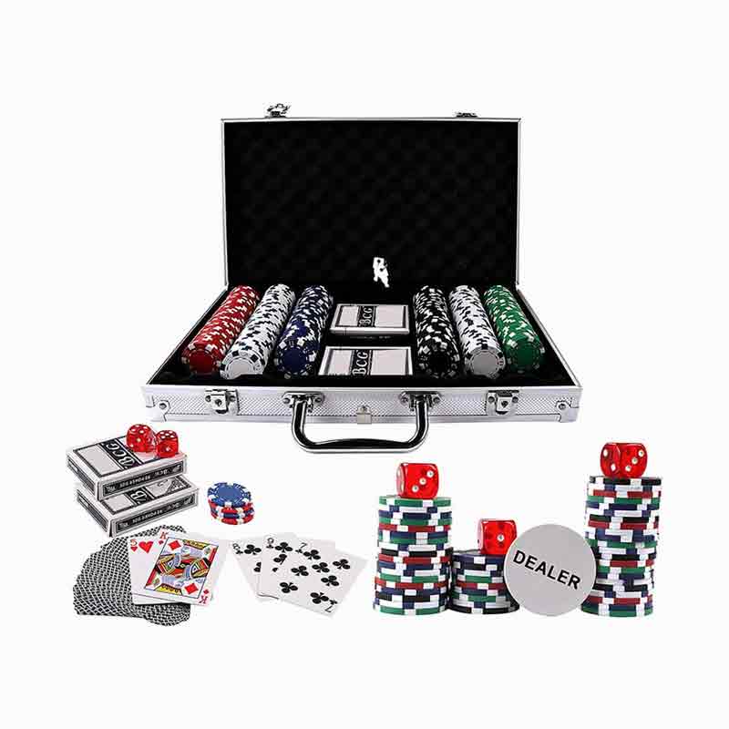 300PSCテキサスHold'em Pokerチップは、アルミボックスに設定されています